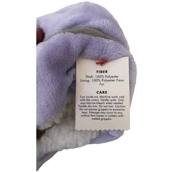 NEW Cat & Jack Kids Slippers Purple Unicorn Plush Gripper Bottoms Size M/L - Picture 5 of 9